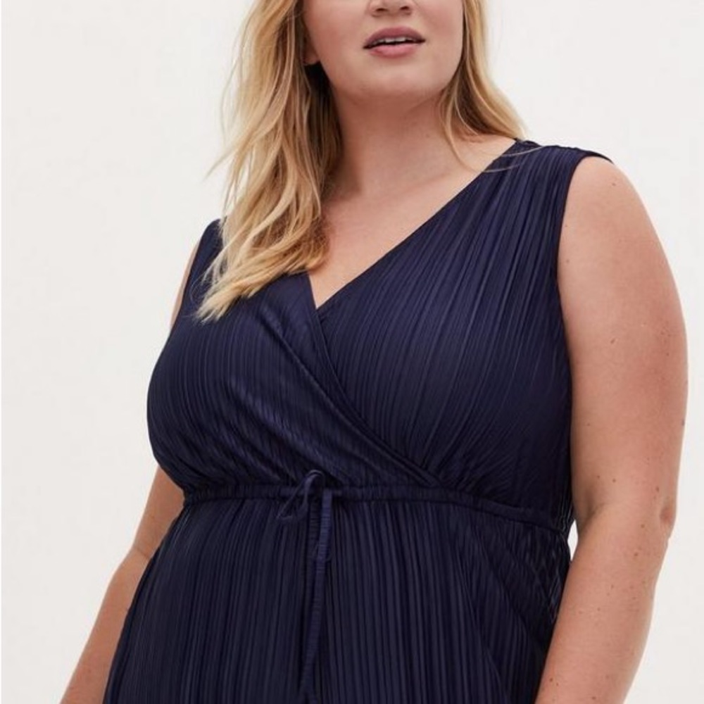 Torrid Pleated Knit Crop Wide Leg Jumpsuit 3X - Picture 2 of 13